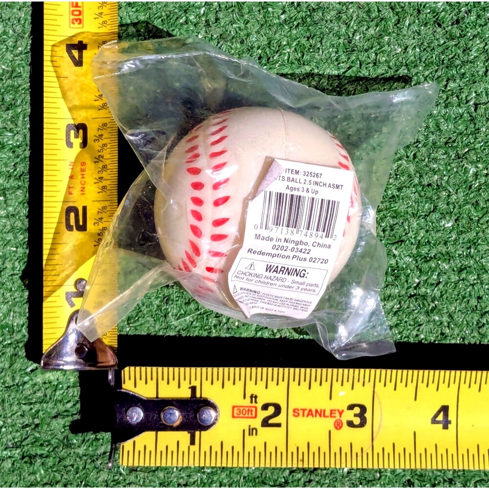 Soft Squishy Baseball Themed Small Stress Sports 2.5in Toy Ball ASMT Ages 3+ NIP